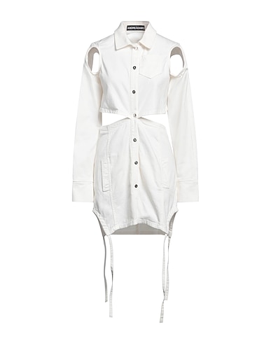 ANDREĀDAMO Denim dress White 97% Cotton, 3% Elastane