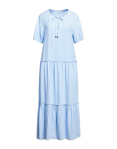 PESERICO Long dress Sky blue 100% Linen