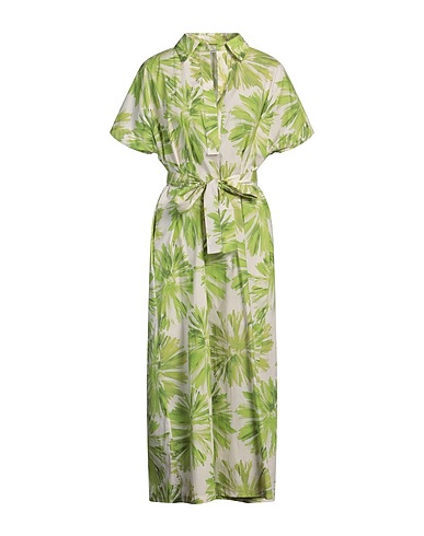 LIVIANA CONTI Midi dress Green 97% Cotton, 3% Elastane