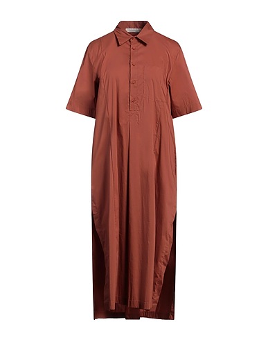 LIVIANA CONTI Midi dress Brown 68% Cotton, 28% Polyamide, 4% Elastane