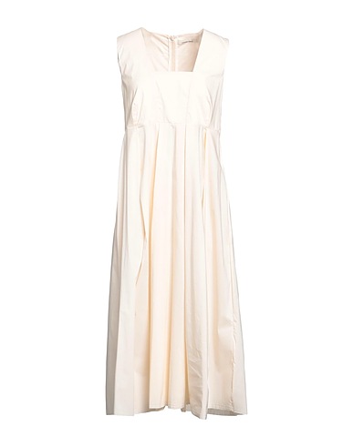 LIVIANA CONTI Midi dress PANNA 68% Cotton, 28% Polyamide, 4% Elastane