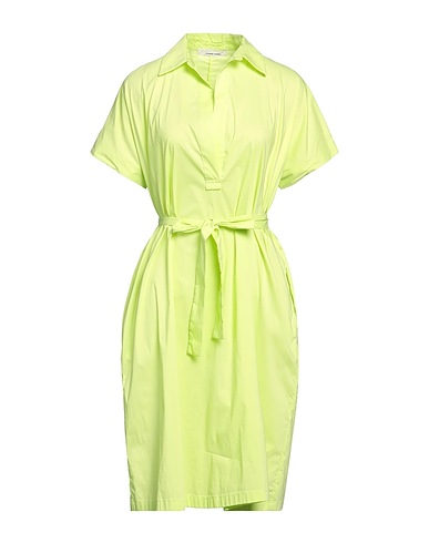 LIVIANA CONTI Midi dress Lime green 68% Cotton, 28% Polyamide, 4% Elastane