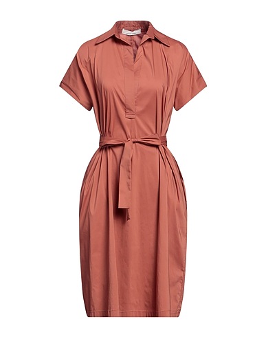 LIVIANA CONTI Midi dress Light brown 68% Cotton, 28% Polyamide, 4% Elastane