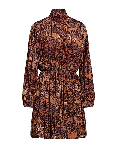 ULLA JOHNSON Short dress Brown 91% Rayon, 9% Elastane, Polyester