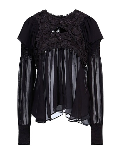 ISABEL MARANT Top Negro 100% Seda, Algodón, Poliéster