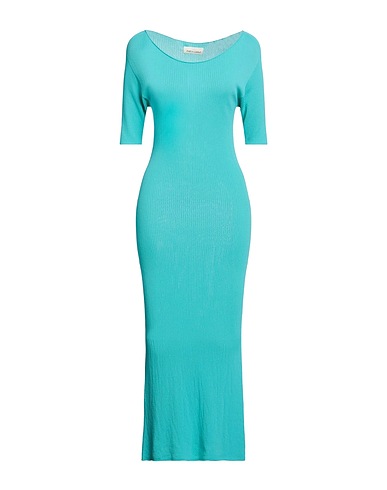 CARTA LIBERA Midi dress Turquoise 65% Viscose, 35% Polyamide
