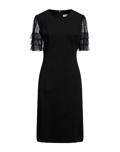 TWINSET Midi dress Black 68% Viscose, 27% Polyamide, 5% Elastane, Polyester