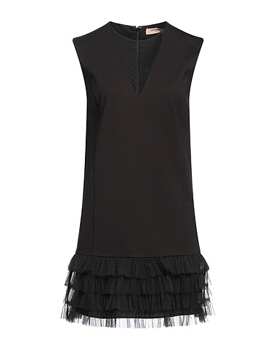 TWINSET Short dress Black 68% Viscose, 27% Polyamide, 5% Elastane, Polyester