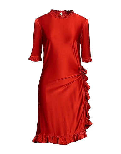 RABANNE Midi dress Brick red 90% Viscose, 10% Elastane