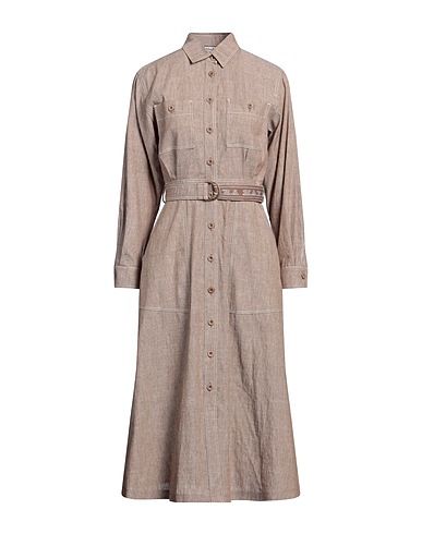 MAX MARA Midi dress Brown 60% Linen, 40% Cotton