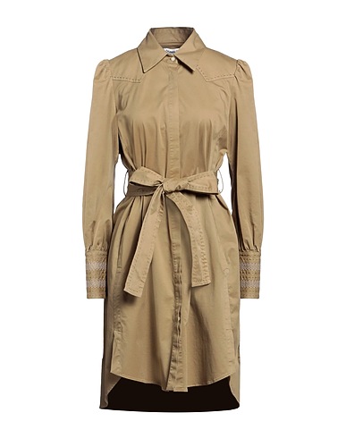 DONDUP Shirt dress Khaki 97% Cotton, 3% Elastane