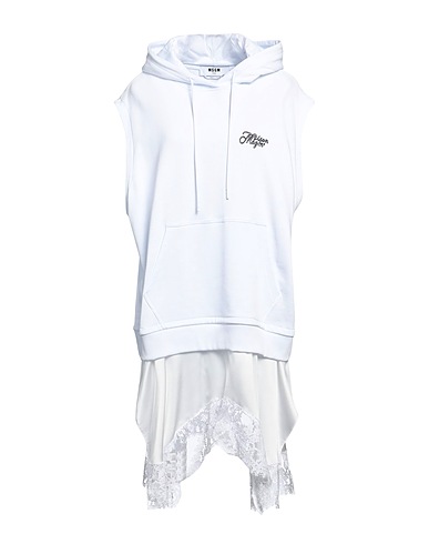 MSGM 미니 원피스 화이트 100% 코튼, 폴리에스테르, 폴리아미드