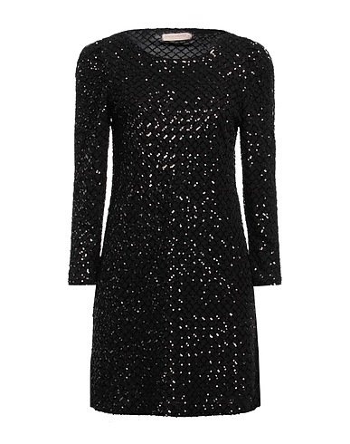 RINASCIMENTO Sequin dress Black 95% Polyester, 5% Elastane