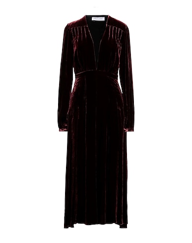 RAQUEL DINIZ Midi dress Chocolate brown 82% Viscose, 18% Silk