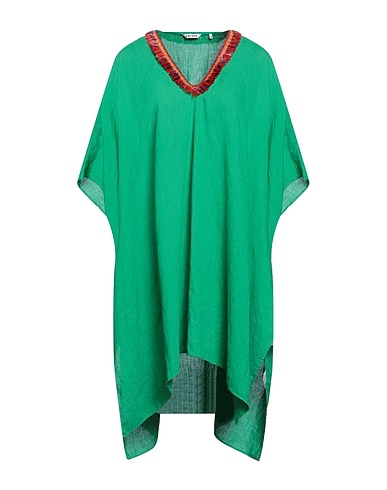 CALIBAN Kurzes Kleid Grün 100% Leinen, Plastik