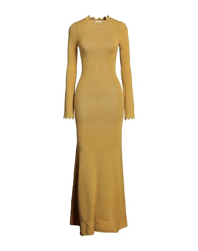 VICTORIA BECKHAM Long dress Mustard 82% Viscose, 17% Polyester, 1% Cotton