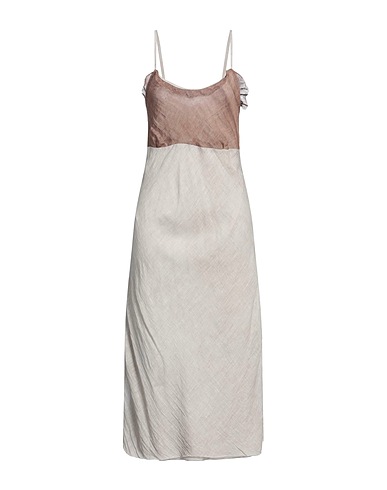 UN-NAMABLE Midi dress Light grey 50% Cotton, 50% Linen