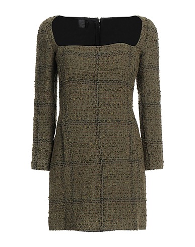 PINKO Short dress Military green 50% Cotton, 26% Acrylic, 14% Wool, 10% Polyester