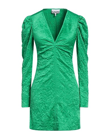 GANNI Short dress Green 95% Recycled polyester, 5% Elastane