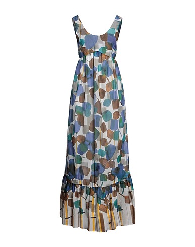 MANILA GRACE Long dress Slate blue 100% Cotton