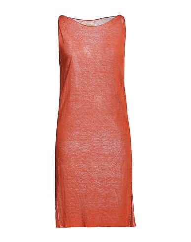 CARTA LIBERA Short dress Rust 87% Linen, 13% Polyamide