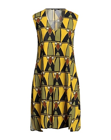 MIRELLA MATTEINI Short dress Mustard 88% Viscose, 12% Linen