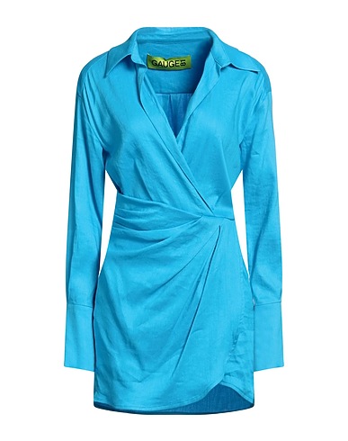 GAUGE81 Short dress Azure 61% Linen, 36% Viscose, 3% Elastane