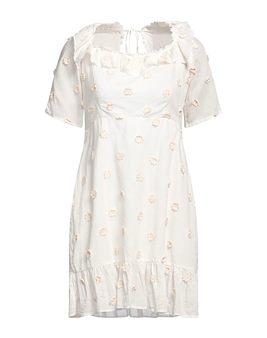 RIXO Short dress Cream 96% Cotton, 4% Lyocell