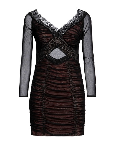 SELF-PORTRAIT Short dress Black 95% Polyester, 5% Elastane
