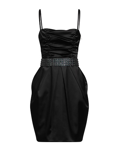 BYBLOS Short dress Black 76% Acetate, 21% Polyamide, 3% Elastane