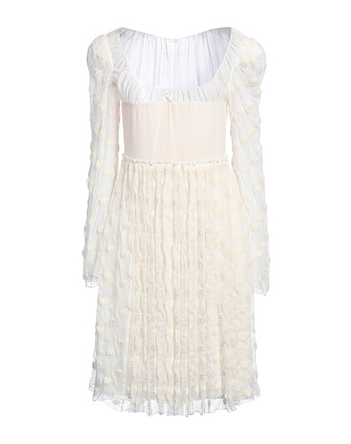CHLOÉ Midi-Kleid Elfenbein 100% Seide, Wolle, Polyamid, Elastan, Perlmutt
