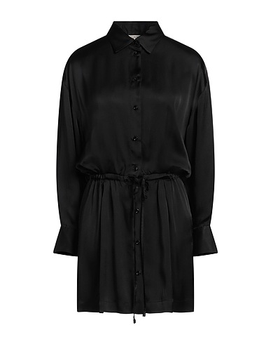 SEMICOUTURE Shirt dress Black 87% Acetate, 13% Silk