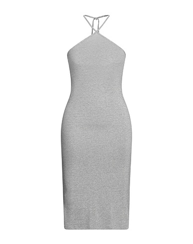 PINKO C-CLIQUE Midi dress Light grey 66% Viscose, 17% Metallic fiber, 15% Polyamide, 2% Elastane