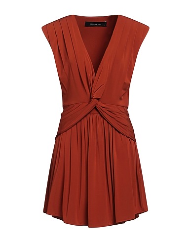 FEDERICA TOSI Short dress Chocolate brown 95% Viscose, 5% Elastane