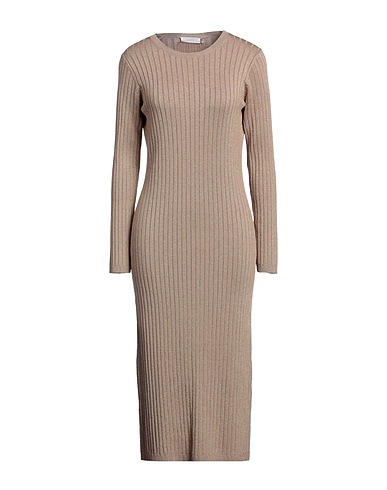 MAJESTIC FILATURES Midi dress Beige 54% Organic cotton, 24% Viscose, 15% Elastane, 7% Metallic fiber