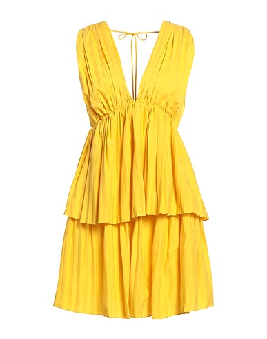 ACTITUDE by TWINSET Kurzes Kleid Gelb 67% Baumwolle, 30% Polyester, 3% Elastan
