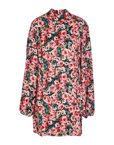 8 by YOOX Short dress PRINTED PUFF-SLEEVE MINI DRESS
 Red 95% Recycled polyester, 5% Elastane