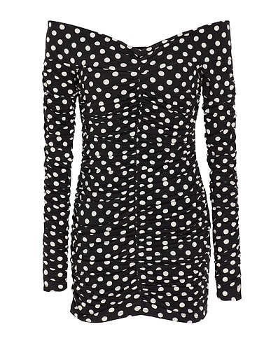 8 by YOOX Short dress OFF-SHOULDER FRONT GATHERING MINI DRESS
 Black 95% Viscose, 5% Elastane