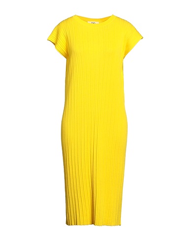 SMINFINITY Midi dress Yellow 55% Silk, 45% Cotton