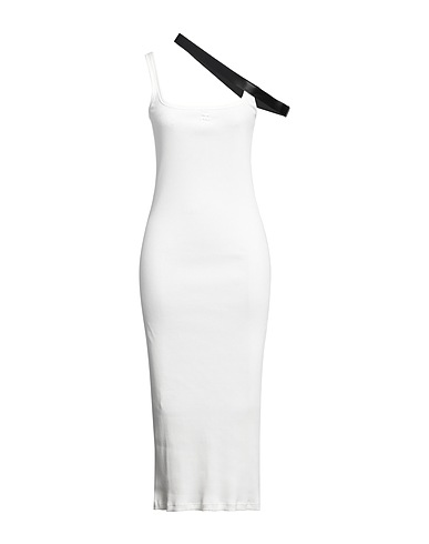 COURRÈGES Midi dress Off white 95% Cotton, 5% Elastane, Polyurethane