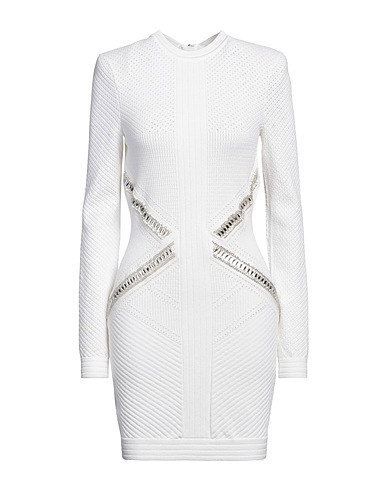 BALMAIN Sheath dress Ivory 83% Viscose, 17% Polyester, Glass
