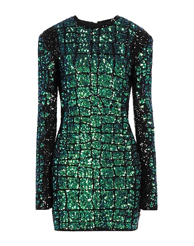BALMAIN Short dress Green 97% Polyester, 3% Elastane