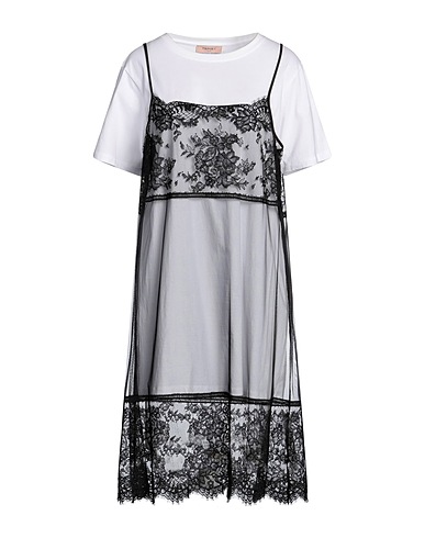 TWINSET Midi dress Black 100% Polyester, Polyamide, Cotton