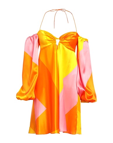 RAQUEL DINIZ Short dress Orange 100% Silk