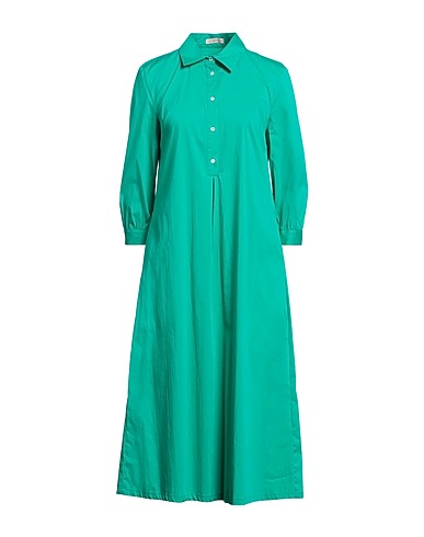 CAMICETTASNOB Midi dress Emerald green 79% Cotton, 18% Polyamide, 3% Elastane