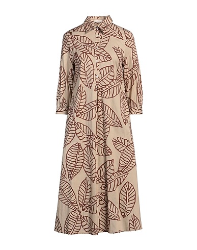 CAMICETTASNOB Midi dress Beige 97% Cotton, 3% Elastane