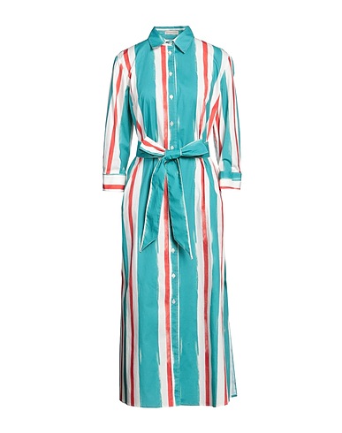 CAMICETTASNOB Midi dress Turquoise 97% Cotton, 3% Elastane