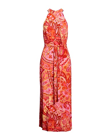 RIXO Long dress Red 92% Viscose, 8% Elastane
