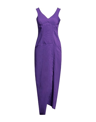MALLONI Midi dress Purple 40% Linen, 31% Cotton, 24% Polyamide, 5% Elastane