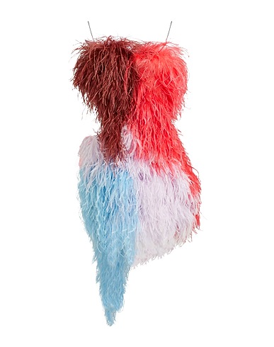 THE ATTICO Sheath dress Fuchsia 68% Rayon, 27% Polyamide, 5% Elastane, Ostrich feathers, Turkey feathers
